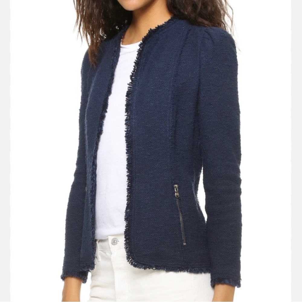Rebecca Taylor Navy Boucle Stretch Blazer
